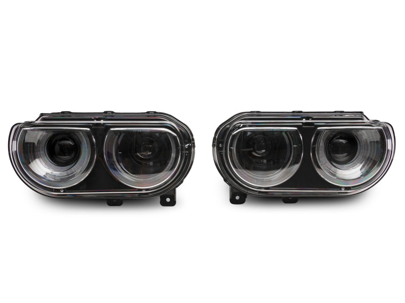 Raxiom 08-14 Dodge Challenger Halo Projctr Headlights w/Sequential Turn Signals-Blk Hsng(Clear Lens)