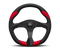 Momo Retro Steering Wheel 360 mm - 4 Black Leather/Wht Stitch/Brshd Spokes