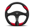 Momo Retro Steering Wheel 360 mm - 4 Black Leather/Wht Stitch/Brshd Spokes