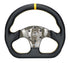 NRG Carbon Fiber Flat Bottom Steering Wheel (320mm) Yellow CF Center w/Yellow Stitch/Yellow Mark