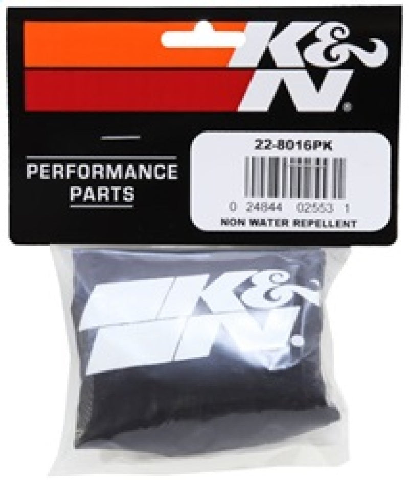 K&N Universal Precharger Round Straight Air Filter Wrap, Black 22-8016PK