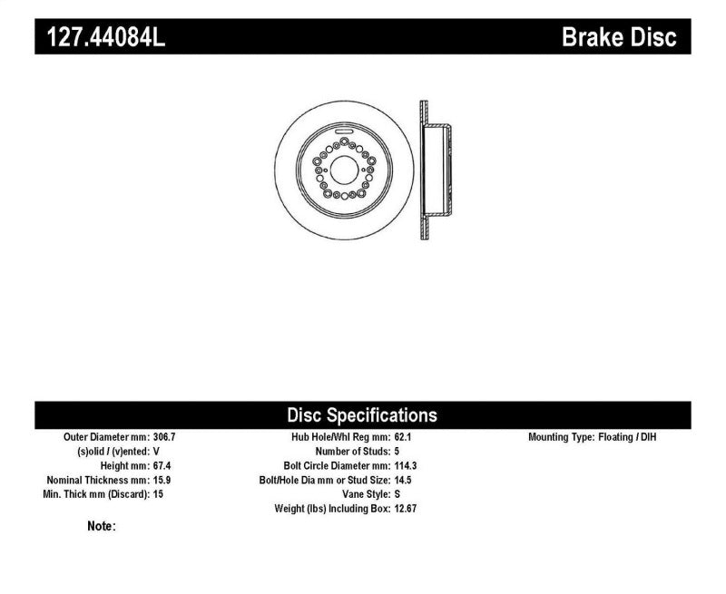 StopTech Power Slot 93-97 Lexus GS Series/95-00 LS400/92-00 SC400 Rear Left Drilled & Slotted Rotor