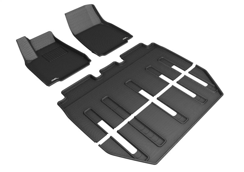3D MAXpider 2017-2020 Tesla Model X Folding 7-Seats Kagu 1st & 2nd & 3rd Row Floormats - Black