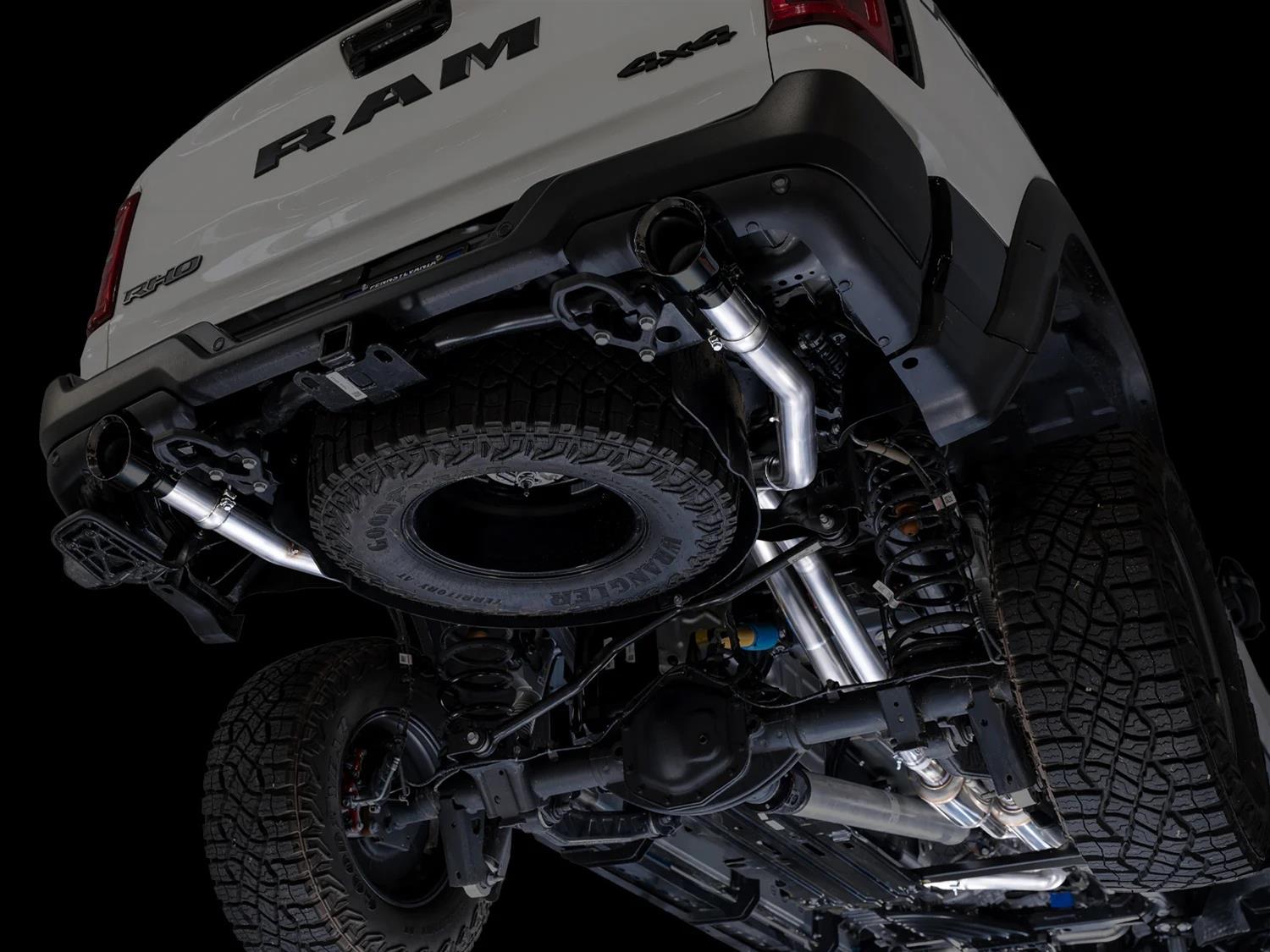 AWE Tuning 2025+ RAM 1500 RHO 3.0 I6 TT 0FG Dual Rear Exit Catback Exhaust - Diamond Black Tips