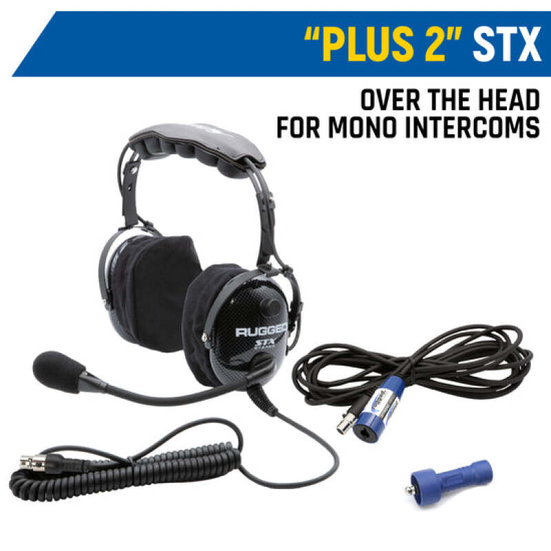 Rugged Radios Rear Seat Expansion Kit of STX Stereo Over-The-Head Wired Headset and Cable Extensions
