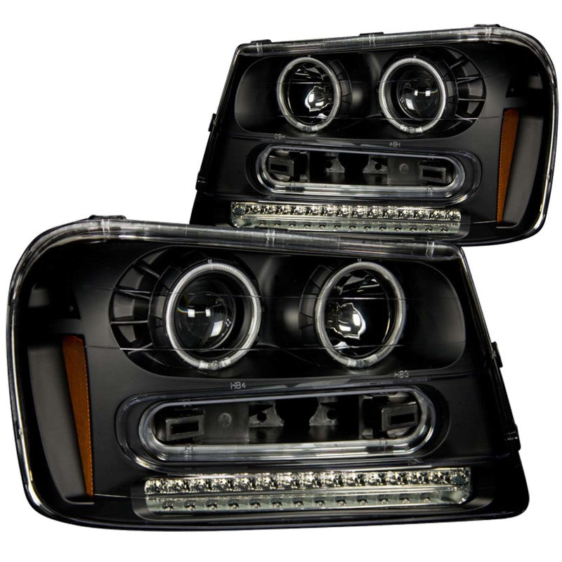 ANZO 2002-2009 Chevrolet Trailblazer Projector Headlights w/ Halo Black