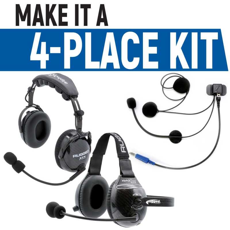 Rugged Radios Rear Seat Expansion Kit of STX Stereo Over-The-Head Wired Headset and Cable Extensions