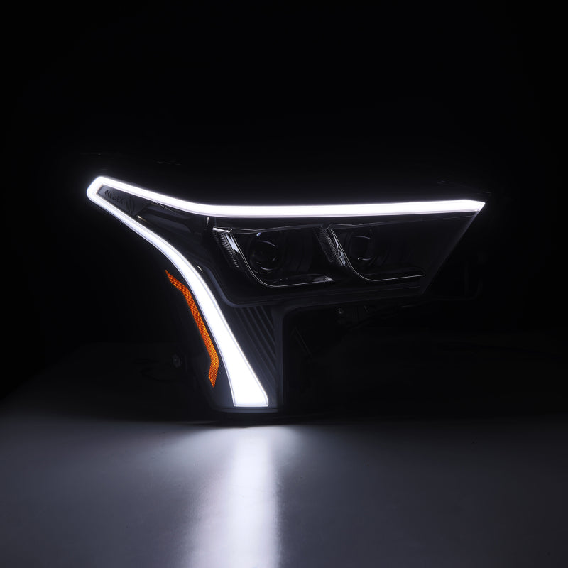 AlphaRex LUXX-Series LED Projector Headlights - Black w/Amber DRL for 22-23 Toyota Tundra