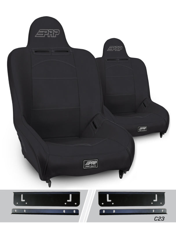 PRP Premier High Back Suspension Seats Kit for 97-02 Jeep Wrangler TJ (Pair) - Black