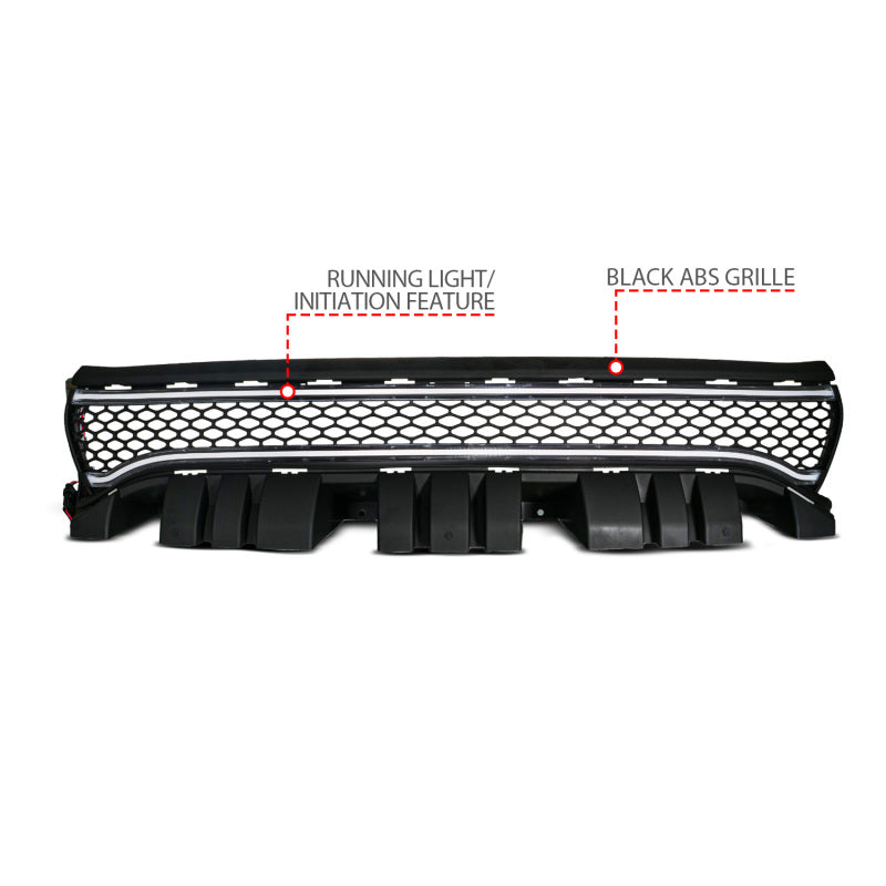 ANZO 15-23 Dodge Charger Black LED Grille w/ Initiation & Running Light/DRL Bar