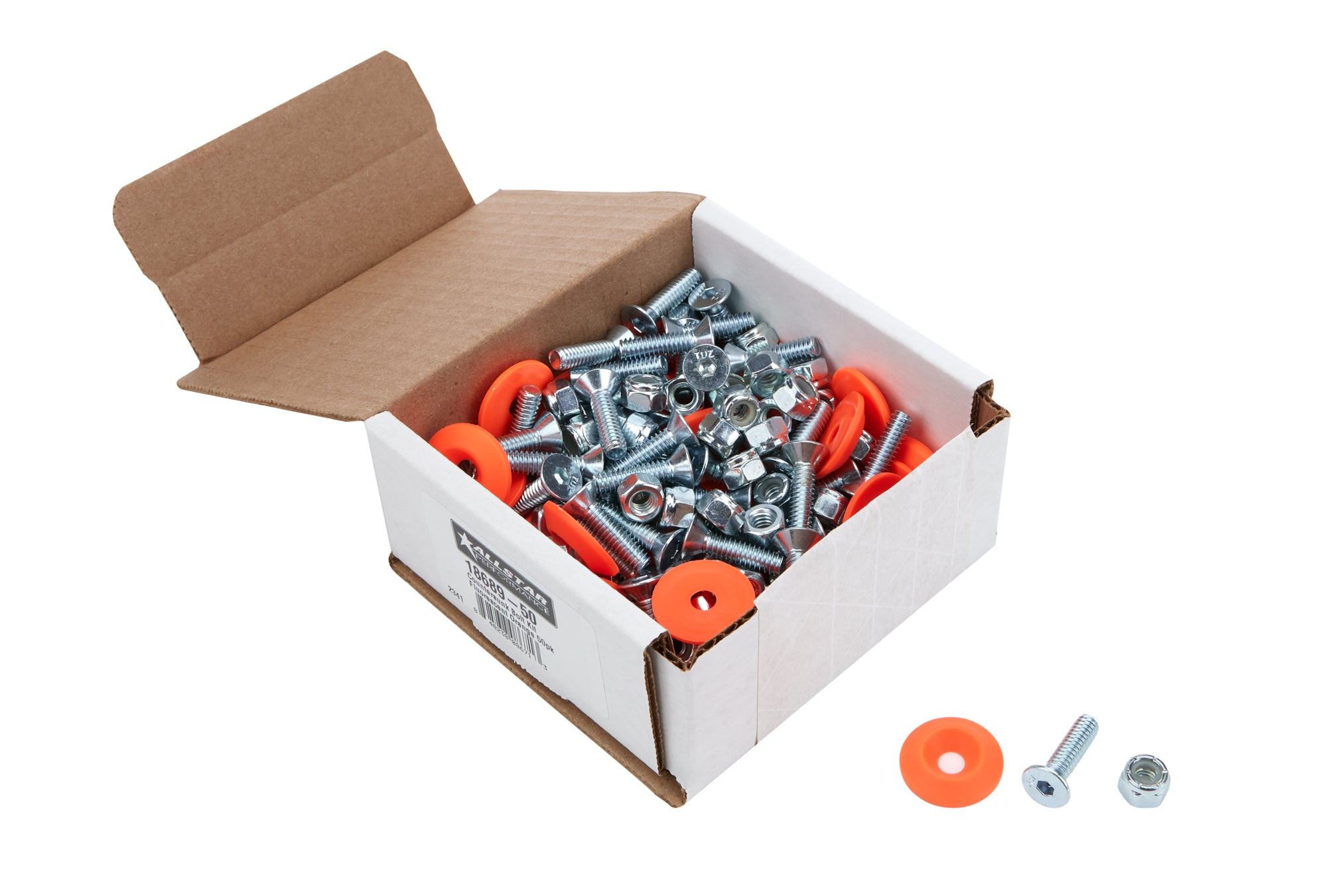 Allstar Performance Countersunk Bolt Kit Fluorescent Orange 50pk