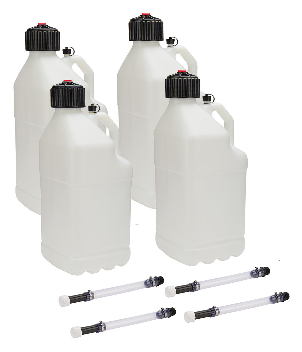 Allstar Performance Utility Jug 5 Gal w/ Filler Hose Clear 4pk
