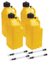 Allstar Performance Utility Jug 5 Gal w/ Filler Hose Yellow 4pk