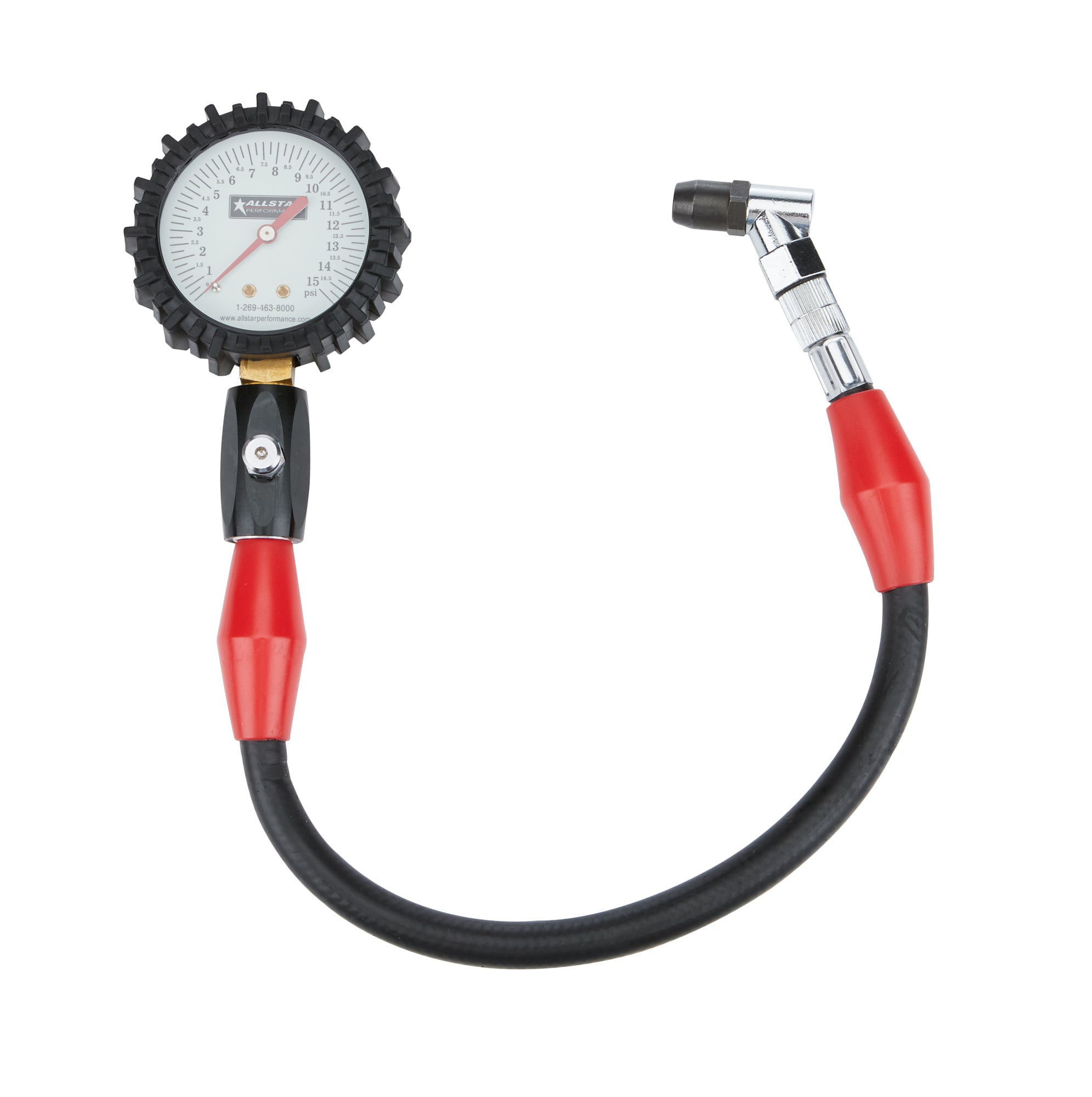 Allstar Performance Tire Pressure Gauge 0-15 PSI 2-1/4in Glow