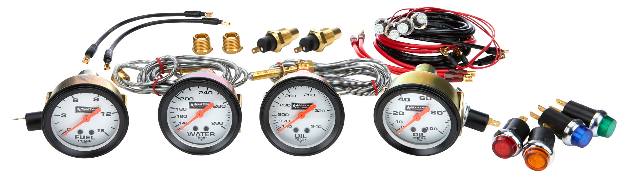 Allstar Performance Oil Pressure /Water Temperature /Oil Temperature /Fuel Pressure Gauge Kit ALL80083