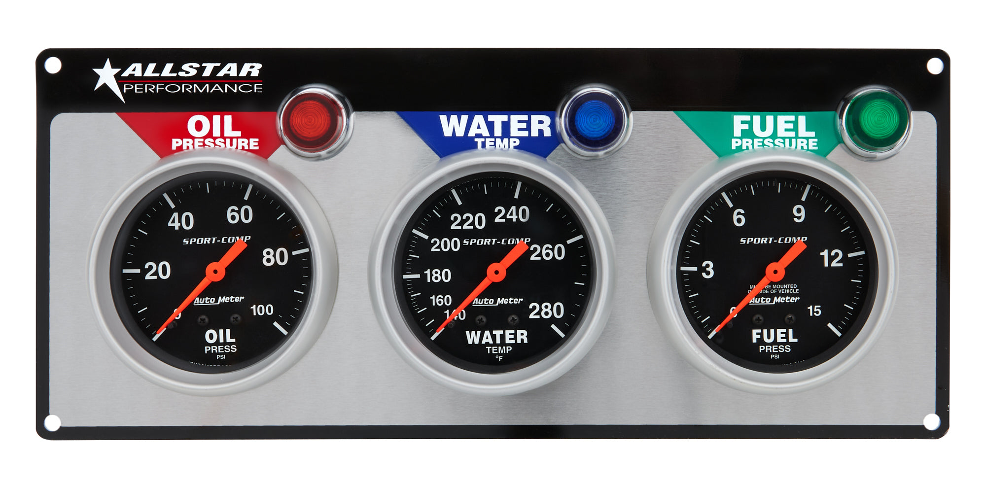 Allstar Performance 3 Gauge Panel A/M OP/WT/FP Sport-Comp - ALL80113