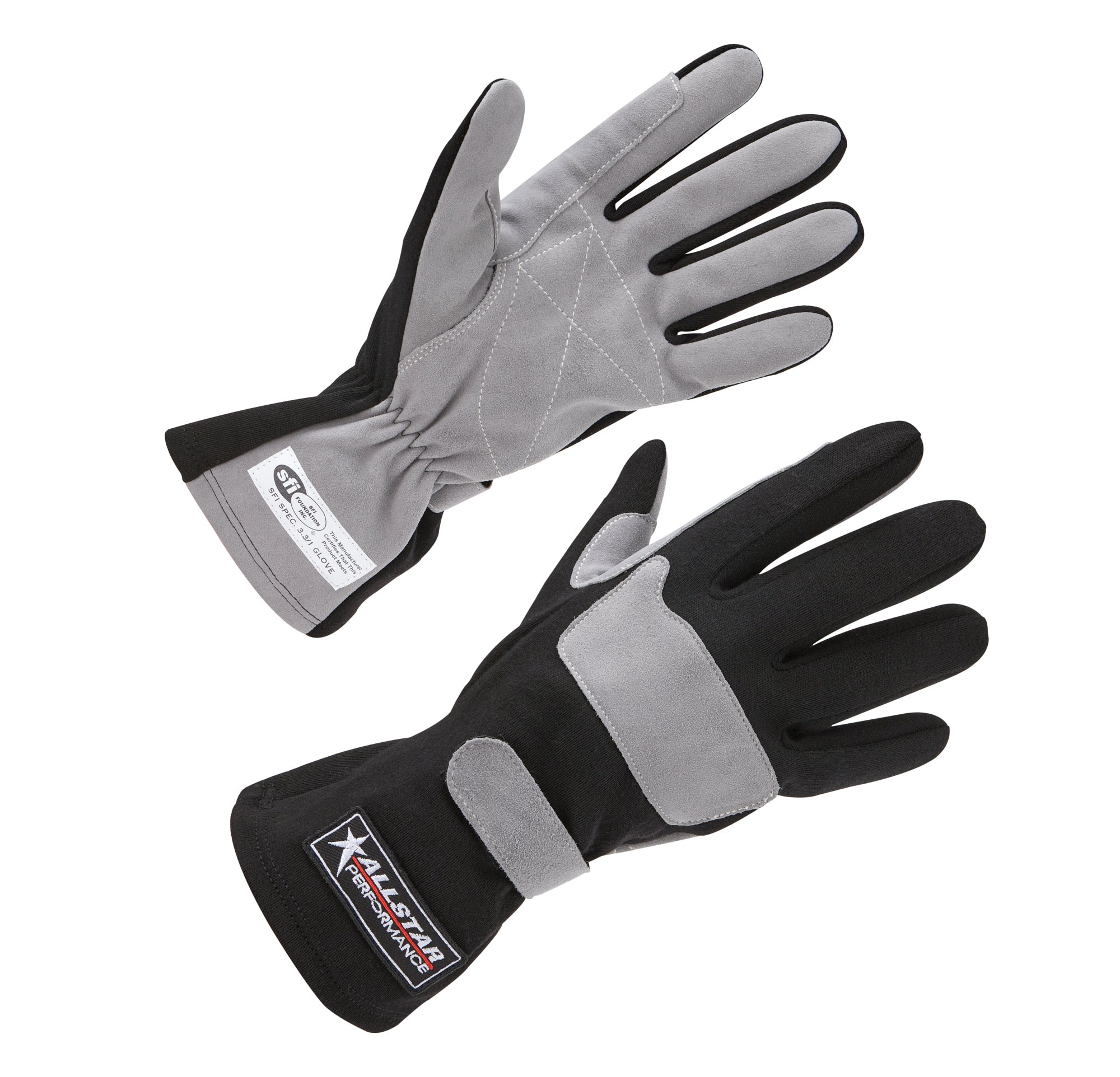 Allstar Performance Medium Racing Gloves SFI 3.3/1 Single Layer Black/Gray ALL911012