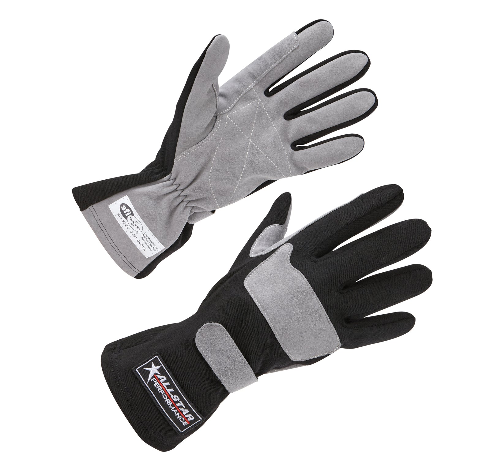Allstar Performance Medium Racing Gloves SFI 3.3/1 Single Layer Black/Gray ALL911012