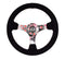NRG Reinforced Steering Wheel (350mm) 3in Deep Pink Sakura Floral Solid Spoke - Black Suede/Stitch
