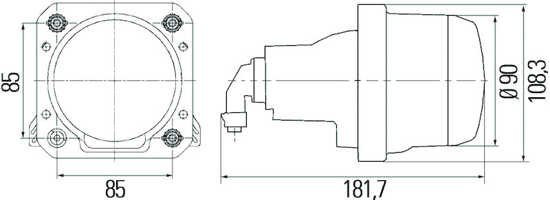 Hella 90mm Bi-Halogen / Bi-Xenon V2 Shutter Pigtail