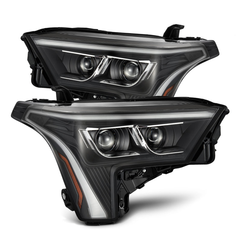 AlphaRex LUXX-Series LED Projector Headlights - Black w/Amber DRL for 22-23 Toyota Tundra