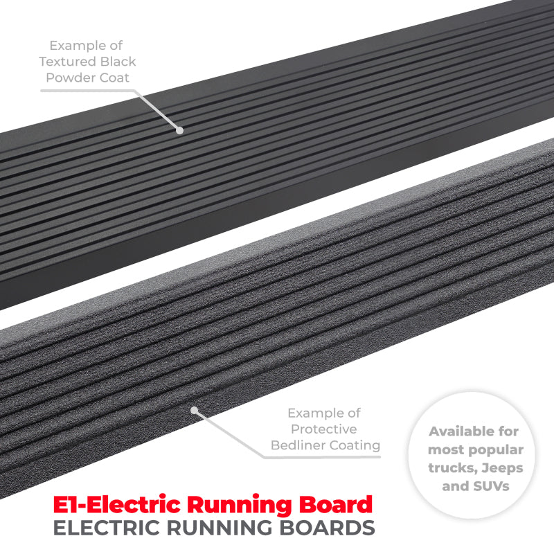 Go Rhino 07-17 Jeep Wrangler 2dr E-BOARD E1 Electric Running Board Kit (Cut Req.) - Tex. Blk