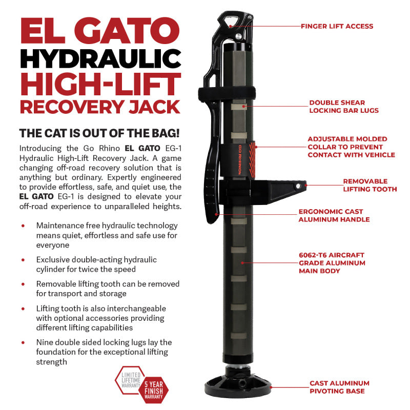 Go Rhino Xventure Gear EG1 El Gato Hydraulic Jack - Graphite