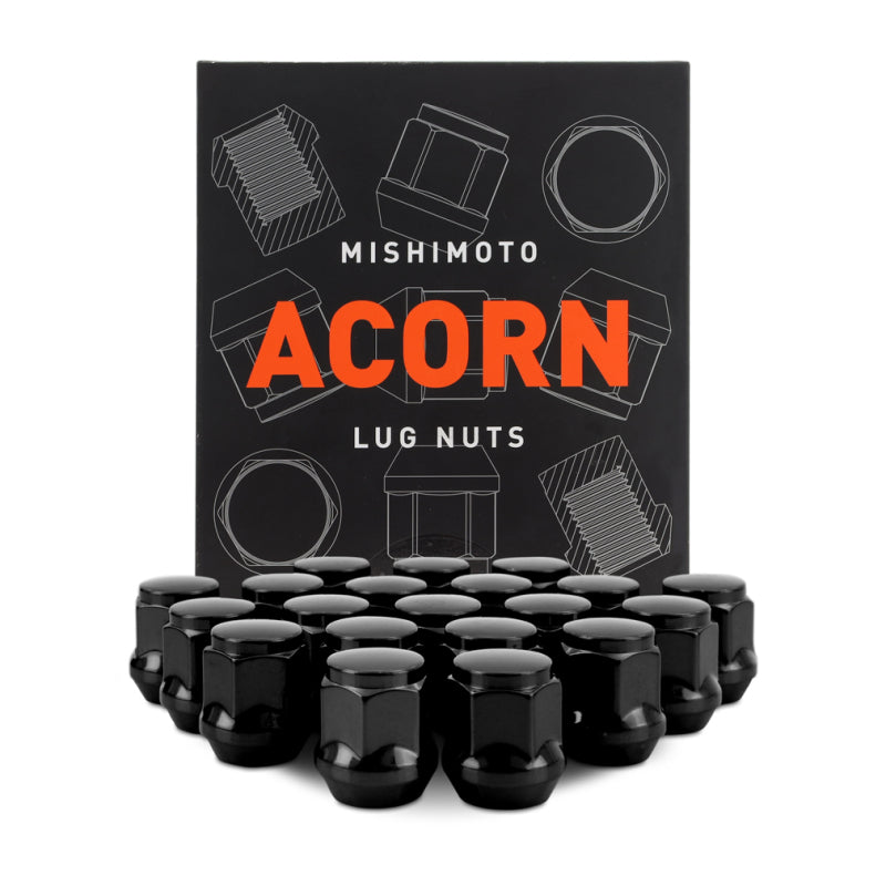 Mishimoto Steel Acorn Lug Nuts M12 x 1.5 - 20pc Set - Black