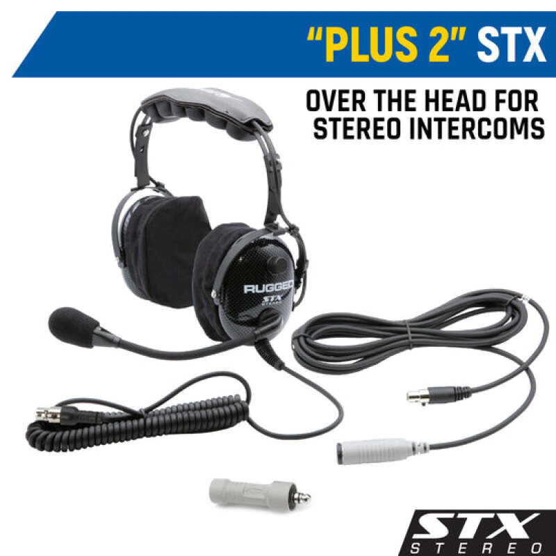 Rugged Radios Rear Seat Expansion Kit of STX Stereo Over-The-Head Wired Headset and Cable Extensions