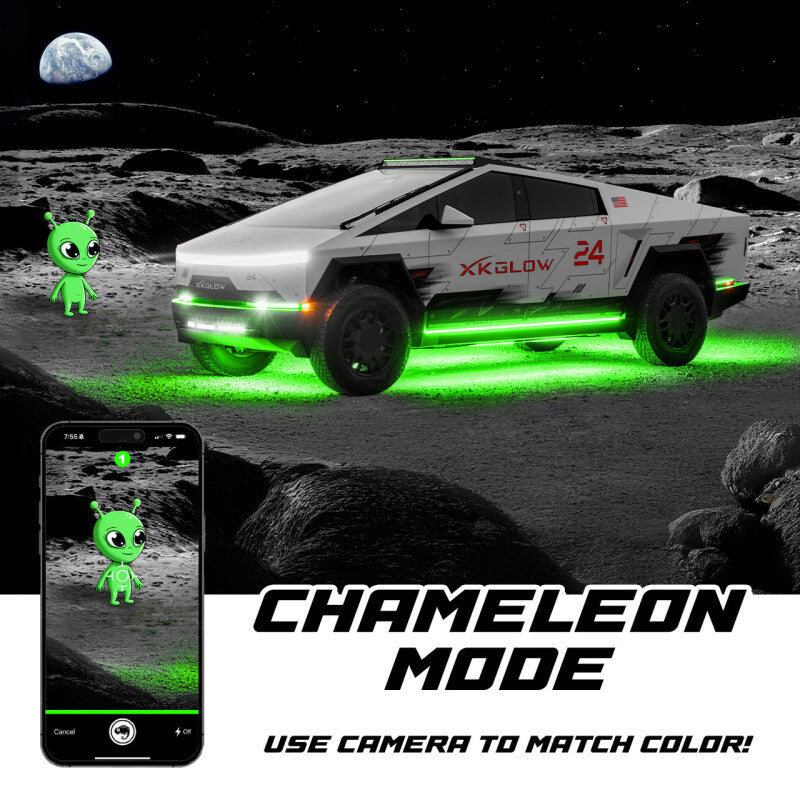 XK Glow Tesla Cybertruck XKmax 50in Roof LED Off-Road Light Bar w/ RGBW Chasing DRL & App Control