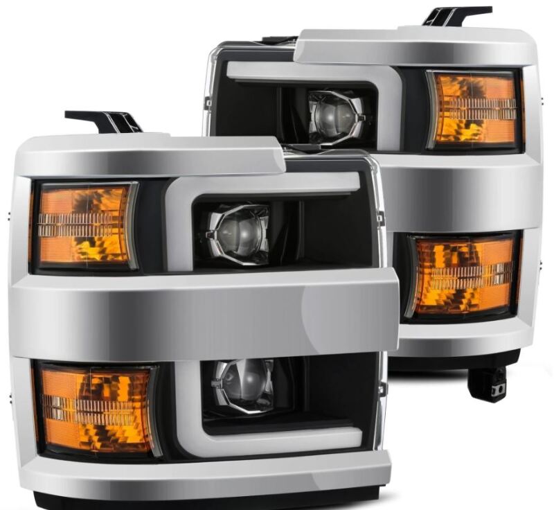 AlphaRex 15-19 Chevy Silverado 2500/3500 LUXX-Series Proj. Headlights Blk w/Actv SeqSig & SBDRL