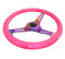 NRG Classic Wood Grain Steering Wheel (350mm) Neon Pink Painted Grip w/Neochrome 3-Spoke Center