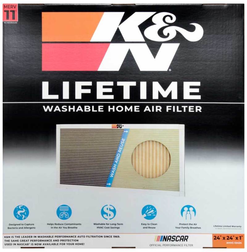 K&N 24 X 24 X 1, MERV 11 HVAC Filter - HVC-12424