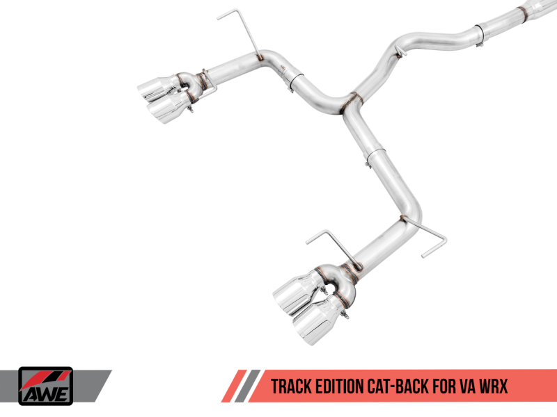 AWE Tuning Track Edition Exhaust Chrome Silver Tips 102mm for Subaru WRX/STI VA/GV Sedan 3020-42058