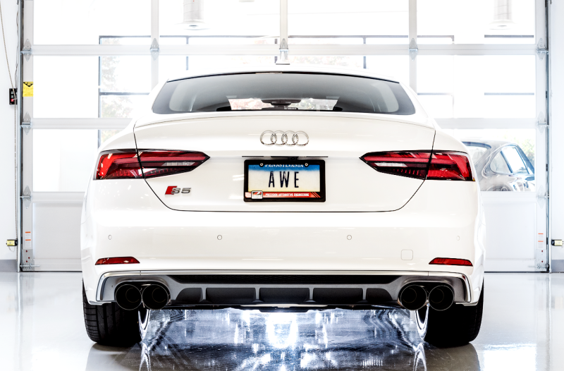 AWE Tuning Non-Resonated 102mm Black Tips Track Edition Exhaust For Audi B9 S4 - 3010-43048