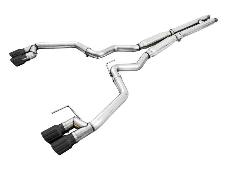 AWE Tuning Track Edition Cat-back Exhaust Quad Diamond Black Tips for 18+ Ford Mustang GT 3020-43072