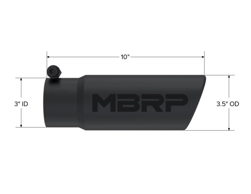 MBRP 3.5" O.D. Angled Rolled End 3" ID Inlet 10" Length Black Universal Tip T5115BLK