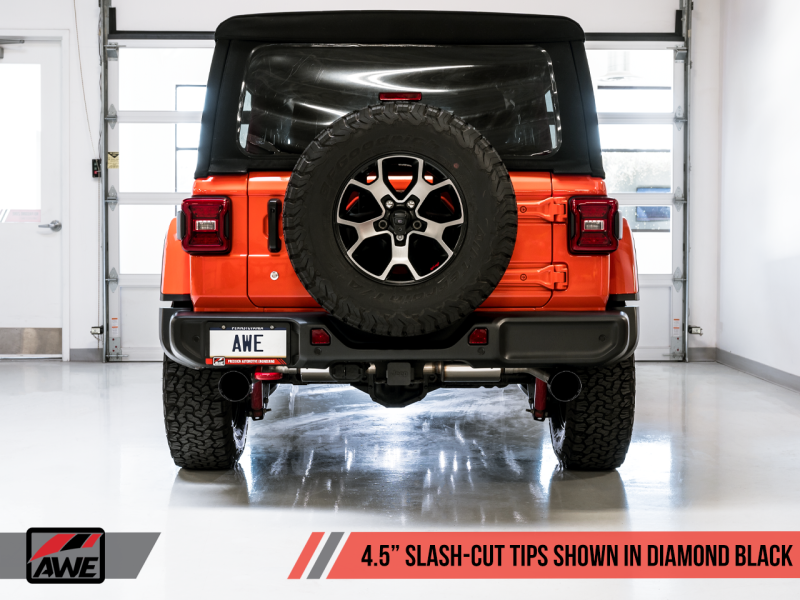 AWE Tuning Tread Edition Axleback Dual Exhaust w/Diamond Black Tips For 18+Jeep WranglerJL/JLU 3015-33001