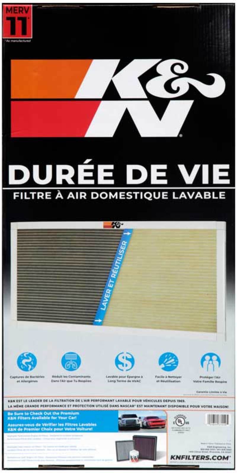 K&N 12 X 24 X 1, MERV 11 HVAC Filter - HVC-11224