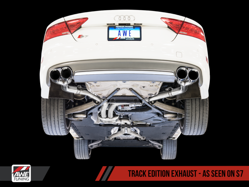 AWE Tuning Track Edition Exhaust - Chrome Silver Tips for Audi C7 / C7.5 S6 4.0T 3020-42042