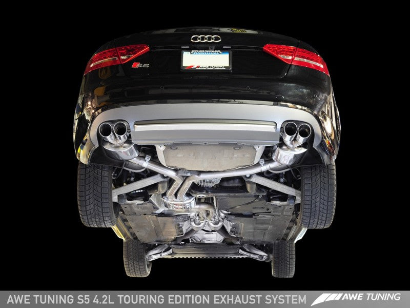 AWE Tuning Touring Edition Exhaust System - Diamond Black Tips for Audi B8 S5 4.2L 3015-42026