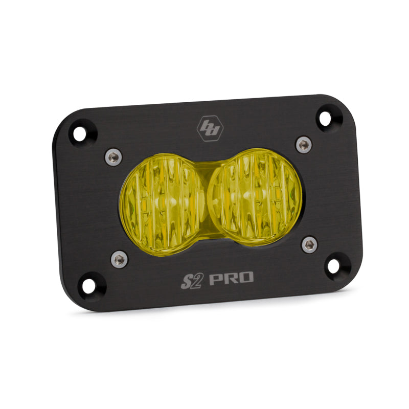 Baja Designs S2 Pro Black Flush Mount LED Auxiliary Light Pod, Wide Cornering Pattern, Amber 481015