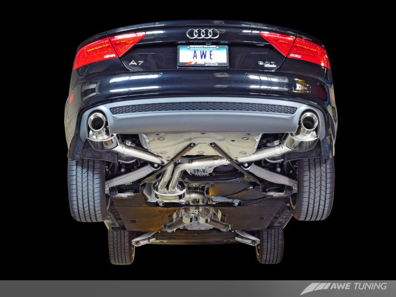 AWE Tuning Touring Edition Exhaust for Audi C7 A7 3.0T - Dual Outlet, Chrome Silver Tips 3015-32070