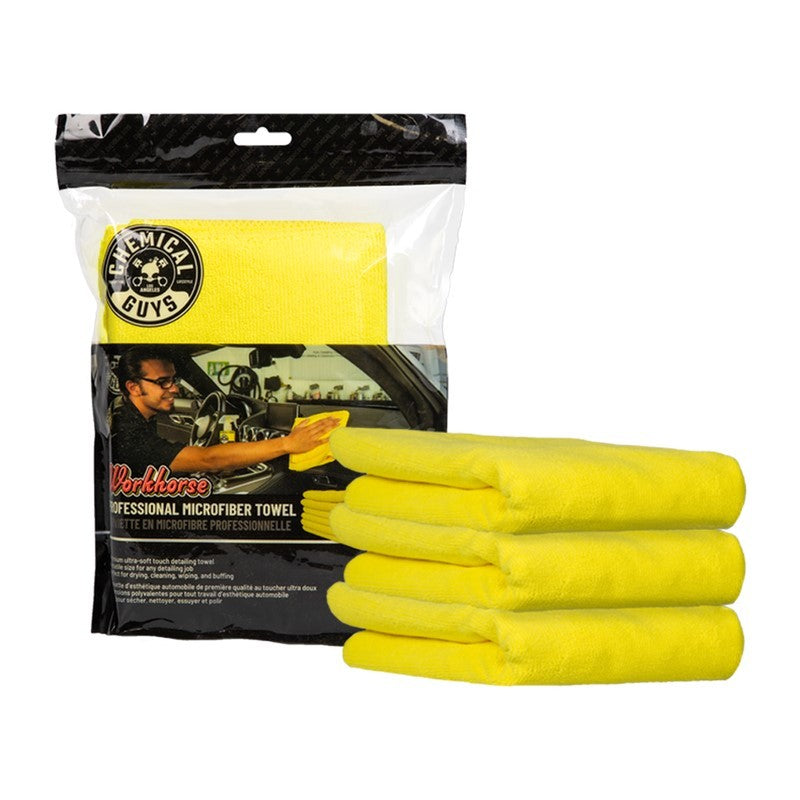 Chemical Guys Yellow Workhorse Professional Microfiber 3-Pack Towel 16inx16in (Set of 16) MICYELLOW03