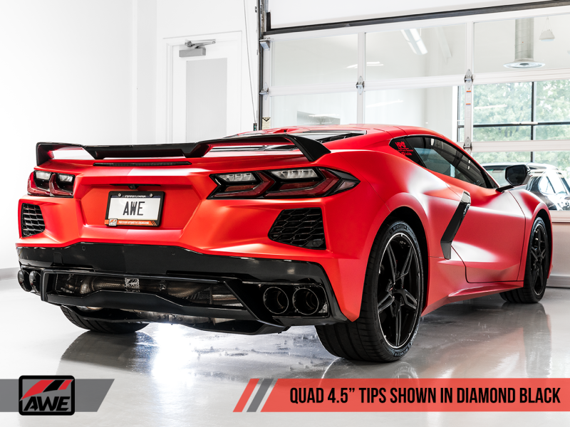 AWE Tuning Touring Edition Exhaust Quad Diamond Black Tips for 2020 Chevrolet Corvette C8 3015-43159