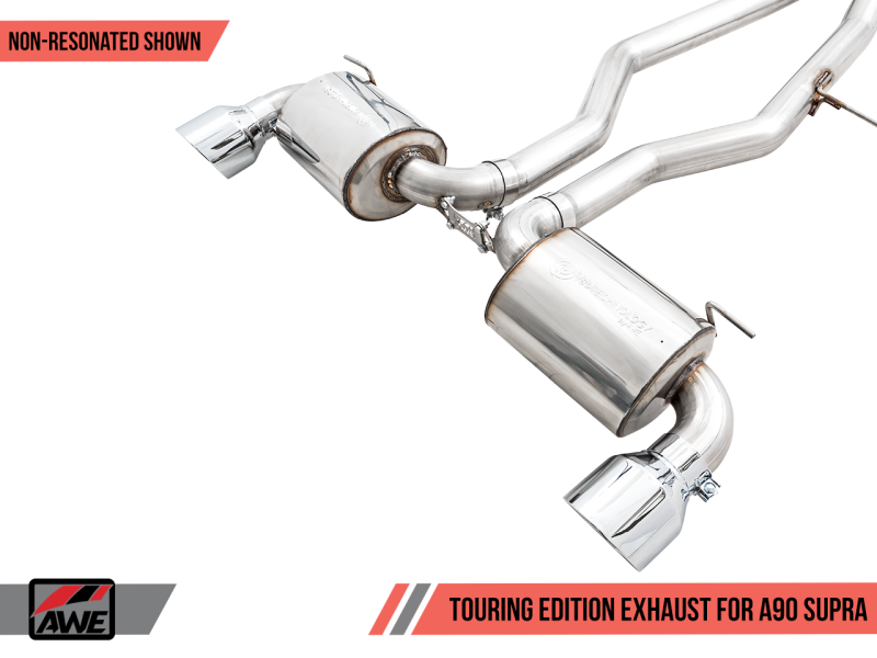 AWE Tuning Non-Resonated Touring Edition Exhaust 5" Chrome Silver Tips for Toyota Supra A90 3020-32058