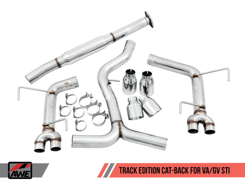 AWE Tuning Track Edition Exhaust Chrome Silver Tips 102mm for Subaru WRX/STI VA/GV Sedan 3020-42058