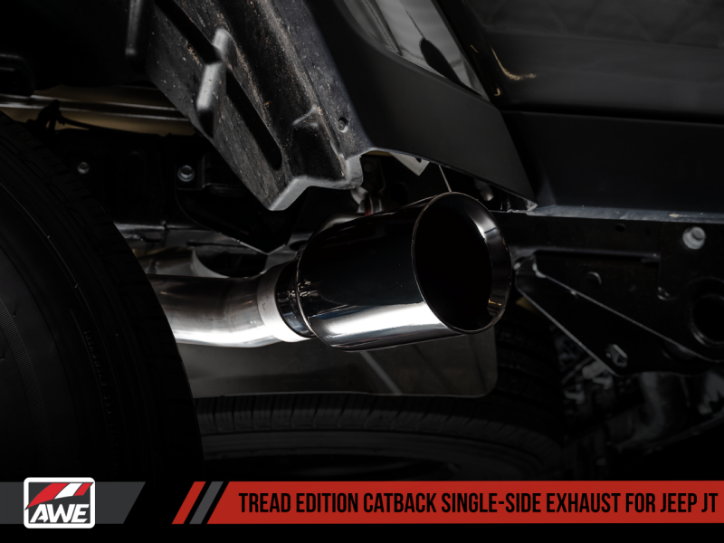 AWE Tuning Diamond Black Tip Tread Edition Cat-Back Single Side Exhaust For Jeep JT 3.6L 3015-23103