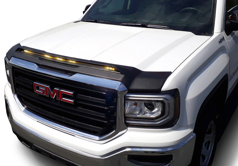 AVS 2014-2018 GMC Sierra 1500 Aeroskin Low Profile Hood Shield w/ Lights - Black