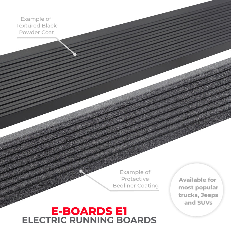 Go Rhino 15-23 Ford F-150 CC 4dr / 17-22 F-250/350 SD CC 4dr E-BOARD E1 Running Board Kit - Tex. Blk